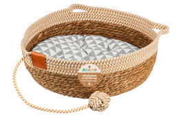 Лежанка плетеная для кошек и собак 40*40*14 см, с подушкой и игрушкой - Elan gallery фото 7