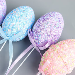 Цена за 2 шт. Набор топперов для украшения «Яйцо - бисер», 6 шт., разноцветные, 5×3×3 см