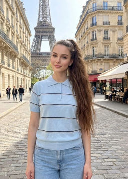 K13329 Джемпер-поло (вязаный трикотаж) ГОЛУБОЙ