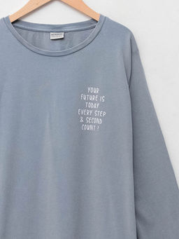 Bisiklet Yaka Bask?l? Uzun Kollu Erkek ?ocuk Ti??rt - Waikiki фото 3