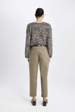 Габардиновые брюки с высокой талией и карманами-морковками - Defacto фото 6