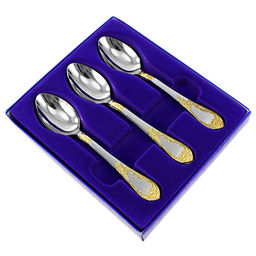 "Императорский" Ложка чайная из нержавеющей стали 14см, набор 6шт, нитрид-титановое покрытие, подарочная упаковка (Россия)