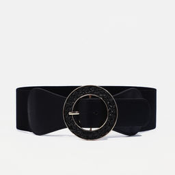 Ремень женский, ширина 7 см, на резинке, пряжка металл, цвет чёрный