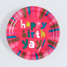 Цена за 10 шт. Тарелка бумажная Happy Birthday, розовая, 18 см - Страна карнавалия фото 9