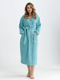 Халат женский Оптима Банный хлопок махра бирюзовый