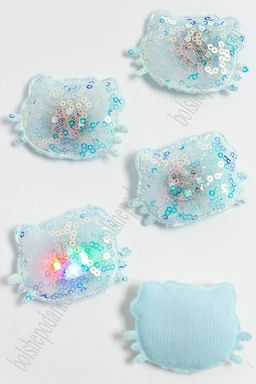 Патч с пайетками "Котёнок" 5*4,2 см (5 шт) SF-3165, голубой УЦЕНКА