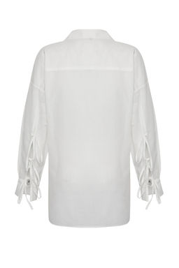 TRENDYOLMILLA Mavi Dokuma %100 Pamuk Baglamal? Plaj Gomlegi TBESS25GO00004 фото 10