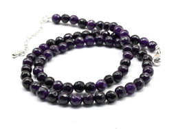 Бусы из камня кальцита граненые 6мм цв.фиолетовый, 46см