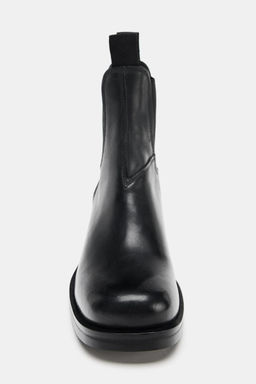 LEATHER ANKLE BOOTS WITH ELASTIC SIDES