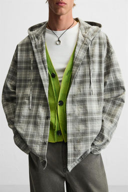 HOODED CHECK OVERSHIRT - Zara фото 5