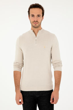 Erkek Slim Fit Yar_m Fermuarl_ Ta_ Basic Kazak