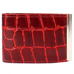 Зажим для купюр Croco-зк-300 (карм на мелочи, 2 кнопки) натуральная кожа красный скат (74) 208512  фото 2