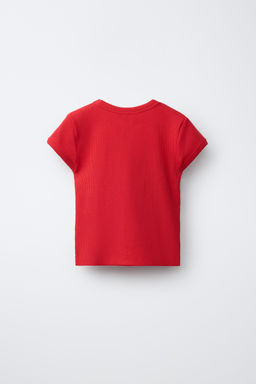CAMISETA RIB CUELLO PICO / Rojo - Zara фото 2