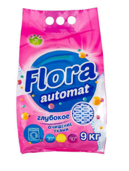 Стиральный порошок Автомат 9000гр ФЛОРА (пакет) - Flora фото 2