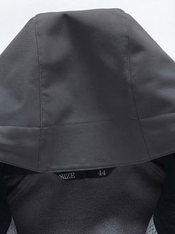 Парка женская софтшелл виндстоппер удлинённая с капюшоном черного цвета 9614_1Ch