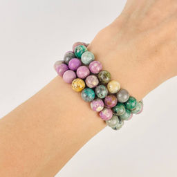 Бусины для украшений из Фосфосидерита и Варисцита (46 бусин) 39 см