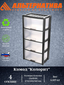 Комод "Колорит" 4-х секцион. (черный) М7925