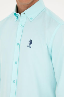 Мужская базовая рубашка зеленого цвета с длинным рукавом Неожиданная скидка в корзине - U.s. polo assn фото 7