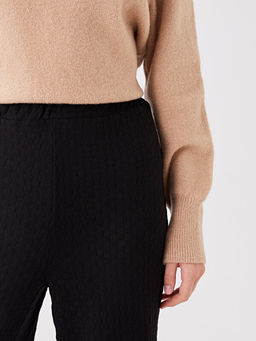 Beli Lastikli Rahat Kal?p Kendinden Desenli Kad?n Pantolon