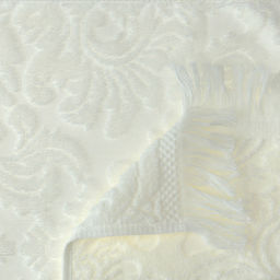 Полотенце махровое "Вензель" 34х75см, хлопок 100%, с бахромой, молочный (Китай)