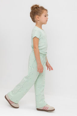 КР 400798/пастельно-зеленый,милые цветочки к545 брюки для дев - Crockid фото 4