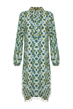 Geometrik Desenli Maxi Dokuma Puskullu Plaj Elbisesi TBESS24EL00105 - Trendyolmilla фото 7