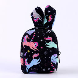 Брелок Рюкзак-зайка, 10 см, цвет чёрный