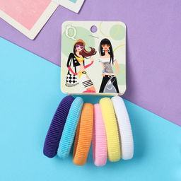 Цена за 7 шт. Резинки для волос «Новый стиль», набор 6 шт., красотки, 4 см