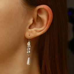 Серьги с жемчугом Колосок капля, цвет МИКС