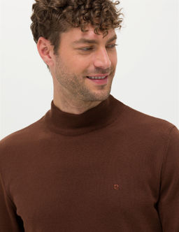 Koyu Kahverengi Slim Fit Yar_m Bal_k__ Yaka Basic Triko Kazak - Pierre cardin фото 2