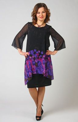 3553 Романтичное, стильное платье  два в одном! Снизу трикотаж, сверху великолепный шифон! - Ckc collections фото 2