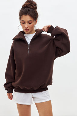 Толстовка женская из футера начес Комфорт шоколад макси