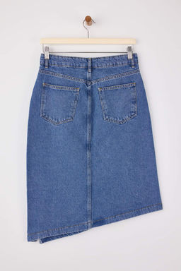 Mavi Y?rtmacl? Asimetrik Midi Denim Etek TWOSS26ET00006 - Trendyolmilla фото 2