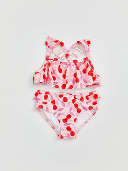 Kiraz Bask?l? K?z ?ocuk Bikini Tak?m