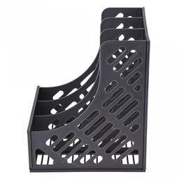 Подставка-лоток-огранайзер вертикальная для бумаг/папок 23х26х30,5см, 3 отделения, сетчатый, пластик, цвет - серый, в разобранном виде, в п/эт пакете (Китай)