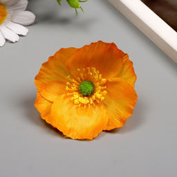 Цена за 10 шт. Бутон на ножке для декорирования «Рудбекия тёмно-жёлтая», 6.5×6.5 см