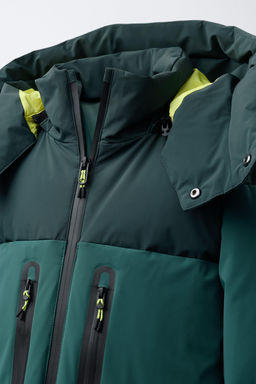 DOWN AND FEATHER PUFFER JACKET WITH REMOVABLE HOODIE, WATER-RESISTANT AND WINDPROOF COLOUR BLOCK RECCO® SYSTEM SKI COLLECTION - Zara фото 21