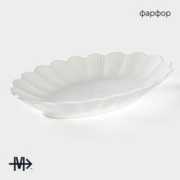 Блюдо Magistro «Ромашка», d=32.5 см, овальное, фарфор, белое