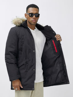 Парка мужская зимняя удлиненная с мехом черного цвета 606_1Ch - Mtforce фото 16