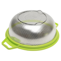 Дуршлаг из нержавеющей стали Гурман колор д23,5см h9,7см, 2,3л, s0,40мм, пластмассовый ободок с ручками - цвета микс, на ножках (Китай) - Домашняя мода фото 2