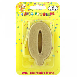 Свеча для торта "День рождения-7" 4х1,4х7,5см, парафин, "Цифра 0" (Россия)