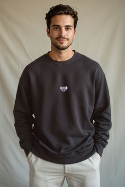 Antrasit Bisiklet Yaka Oversize/Genis Kesim Ici Polarl? Penguen Nak?s Sweatshirt TMNAW24SW00064