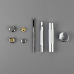 Кнопки установочные, Дельта, d=15 мм, 40 шт., с установщиком, в органайзере, 11.8×8.1×2.3 см, цвет серебряный