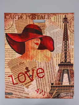 Цена за 25 шт. Пакет Дама в шляпе, полиэтиленовый с вырубной ручкой, 50?60 см, 100 мкм