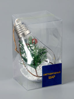 Ёлочный шар Еловая ветка, 5 LED, от батареек, свечение тёплое белое - Luazon lighting фото 12