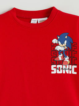 Sonic Bask?l? Erkek ?ocuk Kal?n Sweatshirt