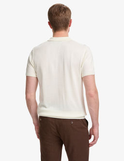 Ekru Slim Fit Polo Yaka Fermuarl_ Triko Ti__rt