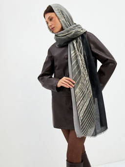 Большой, мягкий, тонкий и очень нежный двусторонний палантин с рисунком - Tantino фото 16