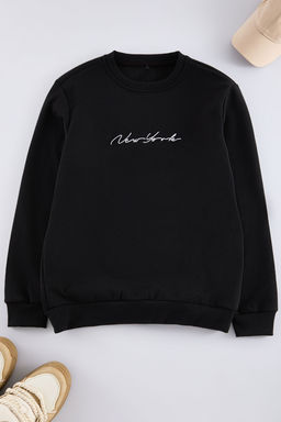 TRENDYOL MAN Siyah %100 Pamuk Regular/Normal Kesim Nak?sl? Ici Polarl?/S?cak Tutan Sweatshirt TMNAW23SW00481 - Trendyolmilla фото 2