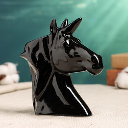 Фигурное кашпо для цветов «Единорог», 250 мл, 13×5×13 см, керамика, чёрное